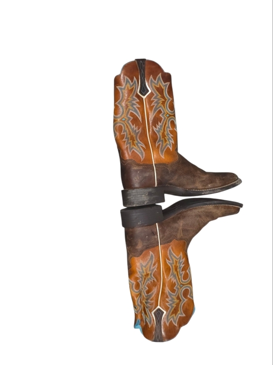 Ariat Women's Tombstone Western  Brown Leather Boot Size 9.5 In Marigold - Picture 5 of 7